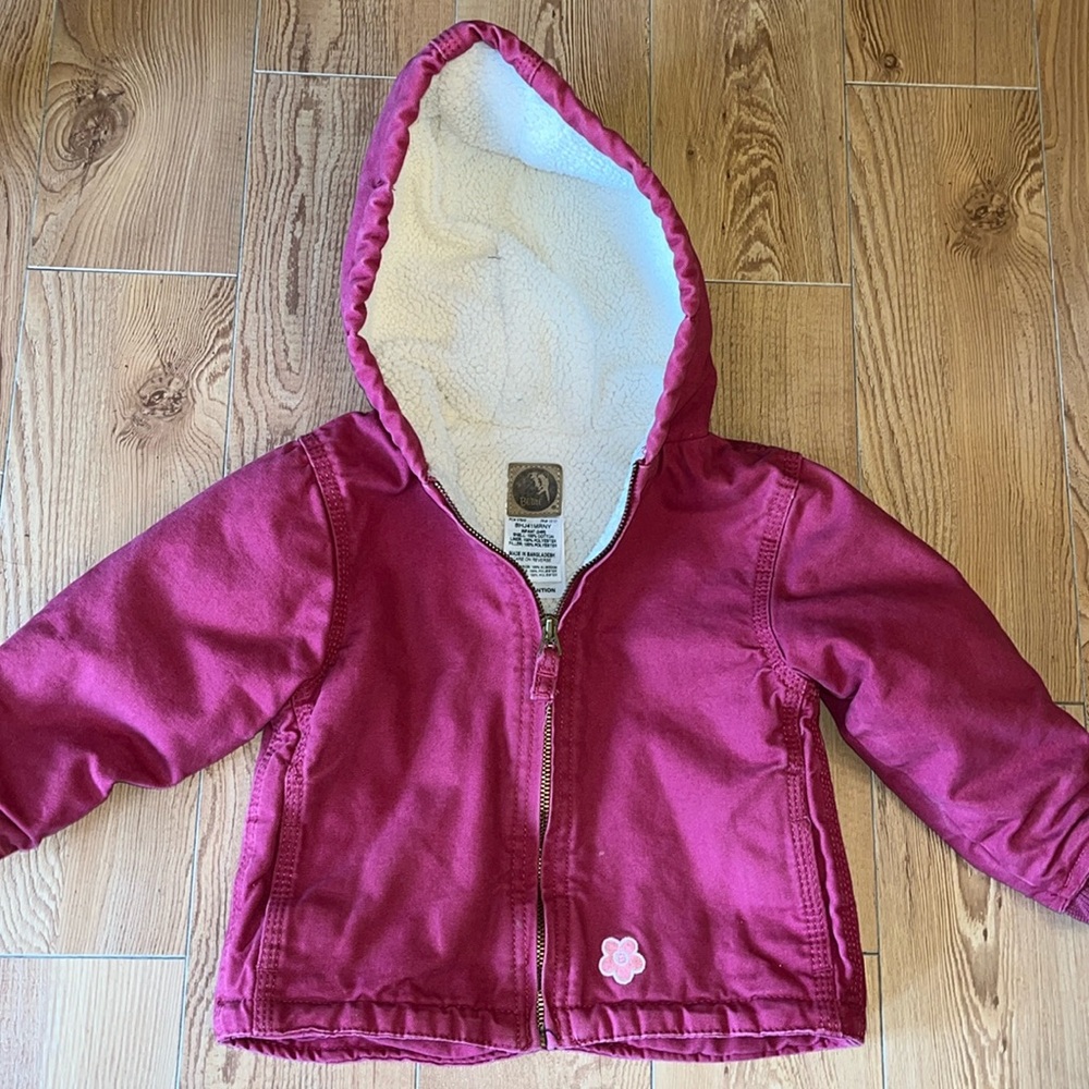 Berne girls pink canvas hooded winter coat 24
Months